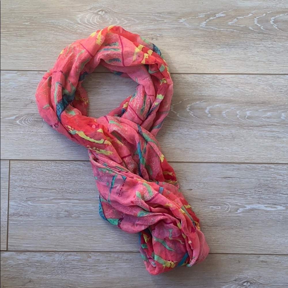 Pink patterned circular scarf